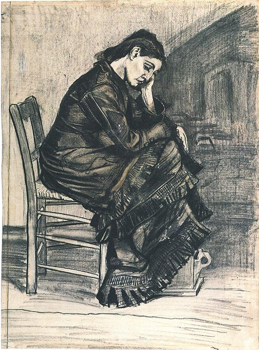 Vincent van Gogh's Bent Figure of a Woman (Sien) Drawing