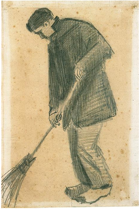 Vincent van Gogh's Young Man with a Broom Drawing