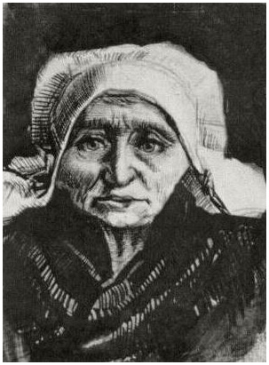 Vincent van Gogh's Peasant Woman, Head Drawing