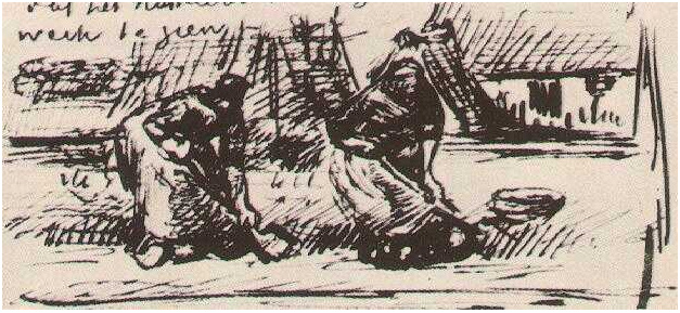 Vincent van Gogh's Two Peasant Women, Digging Letter Sketches