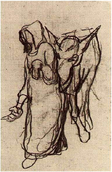 Vincent van Gogh's Woman with a Donkey Drawing